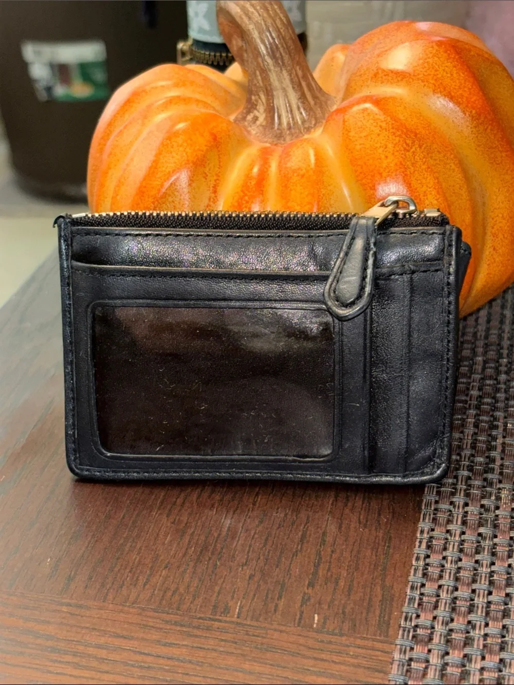 Coach C Leather and Signature C Card Case Wallet with ID Window